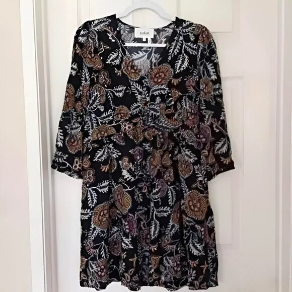 ba&sh Volver Dress Black Multi Floral Boho S NWT - Picture 6 of 14